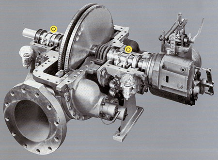 图3:小型蒸汽轮机，轴承区域“O”位于蒸汽腺旁边，旨在防止蒸汽泄漏到轴承
